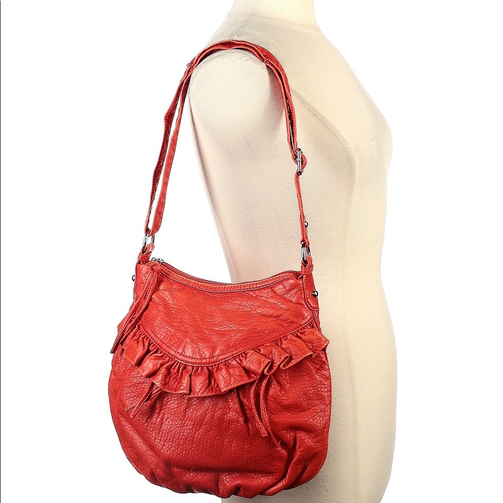 Red by Marc Ecko purse hobo shoulder bag with ruffle